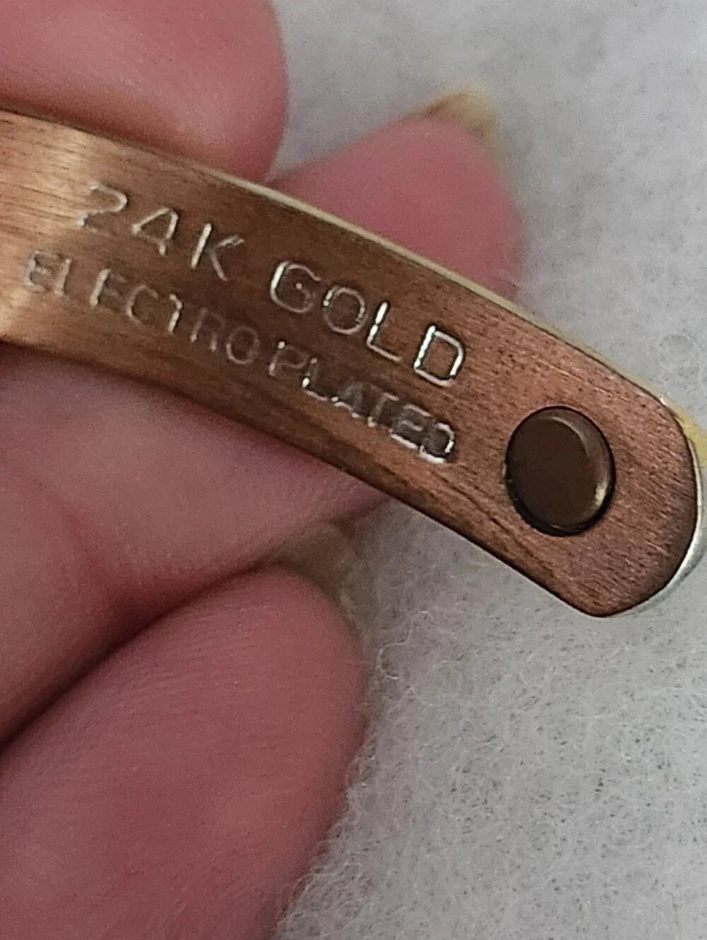 24k Gold Ecetroplated Copper Therapeutic Magnetic Therapy Two Tone Cuff Bracelet